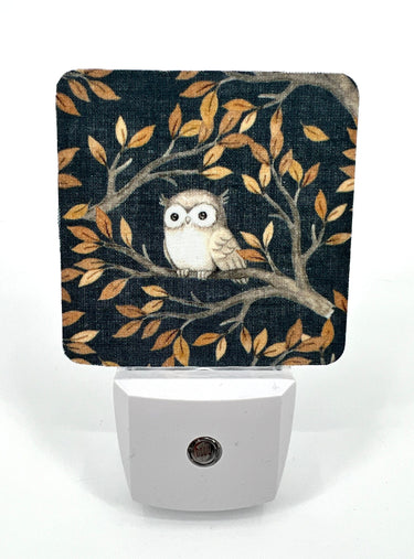 Little Owl Plug-In Night Light: Fabric Shade, Auto Sensor LED