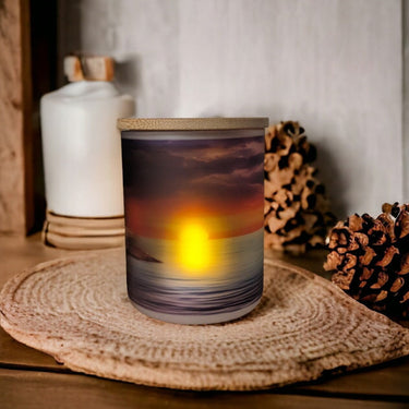 Stunning Sunset Design Candle Holder With A Battery Operated Flickering Tea Light, Unique Candle Holder, Trinket Jar, Nature