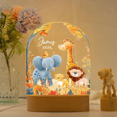 Personalised LED Animal Lamp,Safari Jungle Animals Light,Kids Night Light Gift,Easter Gifts for Kids,Kids Bedroom Nursery Tab