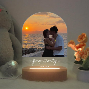 Personalized Photo Night Light, Custom Couple Name LED Lamp, Valentine's Day Gift for Couple, Anniversary Gift, Romantic Gift