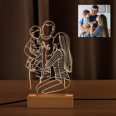 Custom Photo Desk Lamp: 3D Abstract Line Art Portrait, Personalized LED Night Light