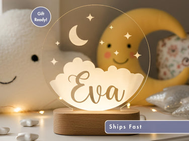 Clouds and stars Custom Name Light | Personalized Bedroom LED Cloud Decor Sign | Light up Sign | Daughter/Son gift Sign /Boy