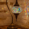 Handcrafted Turkish Mosaic Glass Table Lamp with Bronze Swan Neck