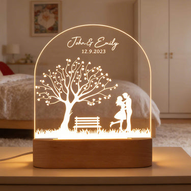 Personalized Love Tree LED Night Light, Custom Name & Date Night Light, Couple LED Lamp, Wedding Anniversary Gift, Valent