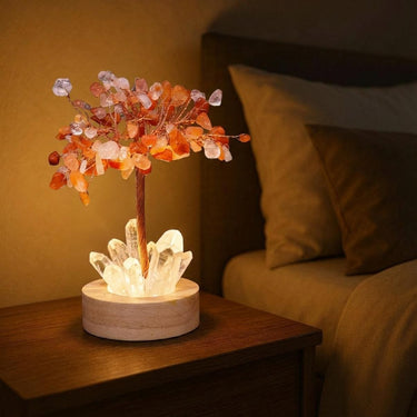 Crystal Gemstone Tree Lamp, Handmade Natural Crystal Light, Healing Stone Décor, Feng Shui Bonsai Night Light, Zen Home Decor
