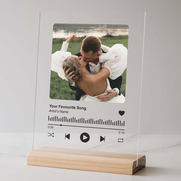 Personalized Song Code Night Light, Valentines Day Gift, Romantic Couple Gift, Custom LED Photo Plaque, Anniversary or Birthd