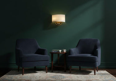 Gold Fabric Wall Sconce – Vintage Linen Shade Indoor Lamp