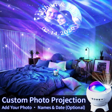 Aurora Photo Projector | Northern Lights Night Light with Custom Names & Date | 10 Projection Patterns | Valentine's Day