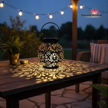 Waterproof Solar Garden Lantern with Floral Steel Design for Pathway and Patio Lighting