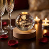 Glass Crystal Ball Night Light, Rose I Love You Lamp With Wooden Base, Romantic Ambient Table Light, Love Gift
