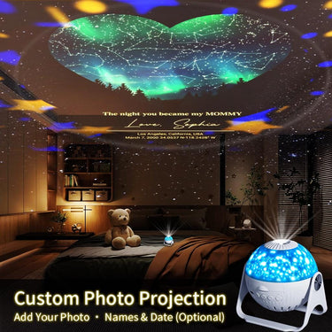 Baby Birth Star Map Projector | Custom Mommy Night Light with Date | Personalized Nursery Decor | New Mom Mother's Day Gift