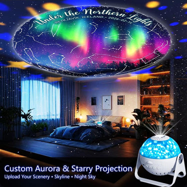 Custom Northern Lights Projector | Personalized Scenery Night Light with Date | Aurora Photo Projection | Anniversary Travel