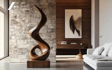 Abstract Wood Floor Sculpture For Open Concept Living Spaces