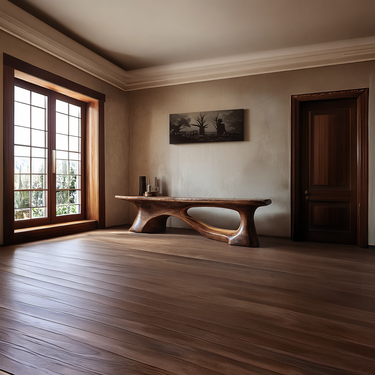 Streamline Wood Console Table With Sculpted Void Base