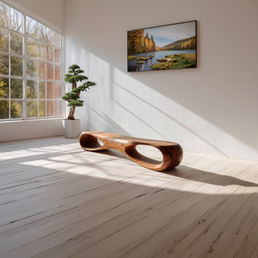 Loop Form Wood Console Table With Dual Open Ends for Modern Spaces