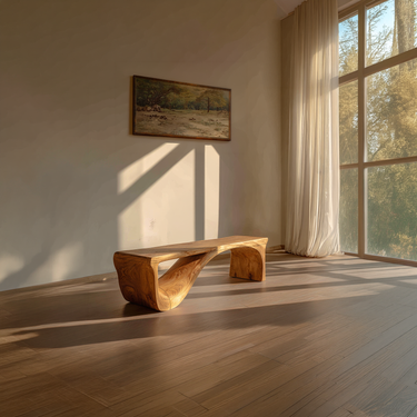 Sculpted Wood Console Table With Flowing Undercut for Calm Interiors