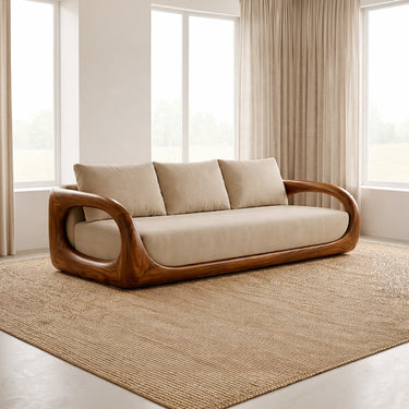 Organic Sculptural Frame Sofa With Open Loop Arm Design