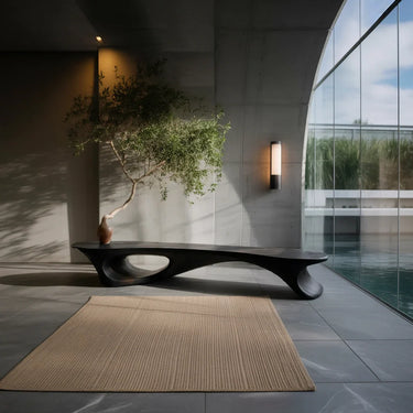 Handcrafted Solid Wood Sculptural Bench for Organic Modern Interior
