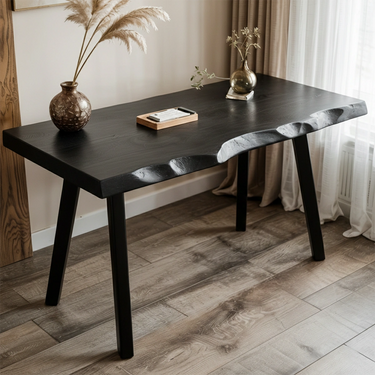 Live Edge Natural Wood Writing Desk with Tapered Legs