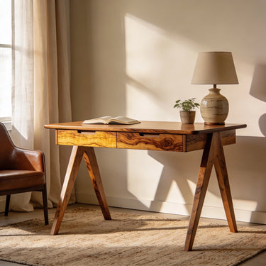 Mid Century Writing Desk With Dual Drawers