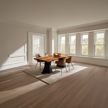 Live Edge Wood Dining Table with Modern Sculptural Base