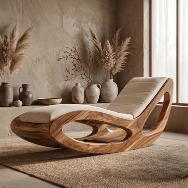 Sculptural Wood Daybed With Open Curved Frame