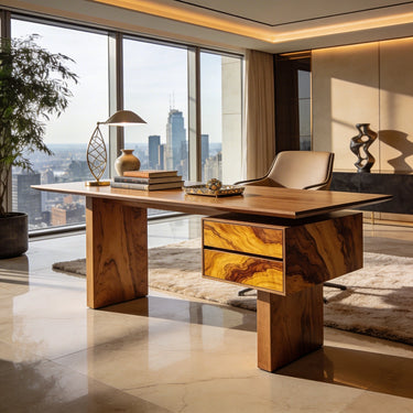 Modern Executive Desk With Floating Drawer Pedestal