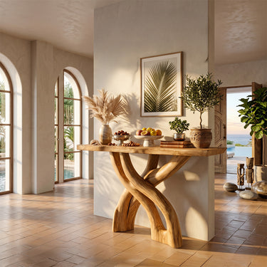Twisted Base Console Table for Organic Modern Interiors