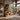 Sculptural Wood Console Table With Tall Display Shelves