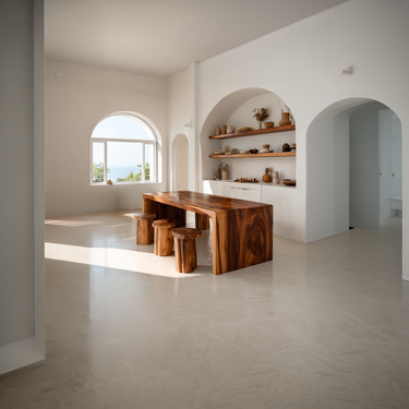 Minimalist Solid Wood Dining Table with Monolithic Sculptural Form