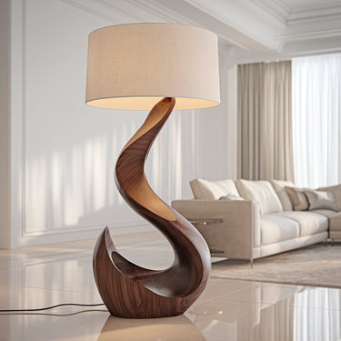 Organic Solid Wood Floor Lamp for Modern Bedroom Accent