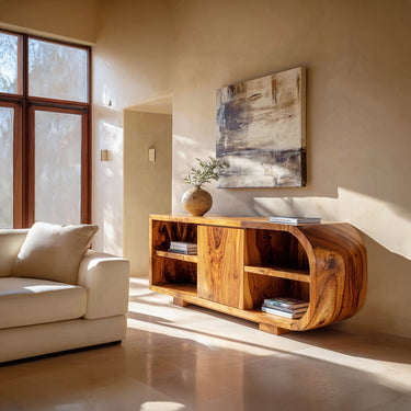 Organic Waterfall Sideboard With Sliding Door Storage