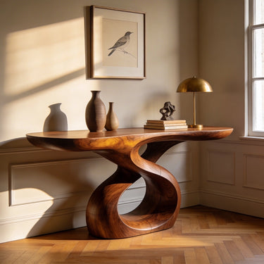 Sculptural Loop Console Table with Organic Flow Base