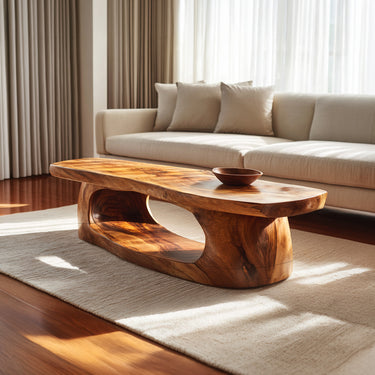 Organic Oval Coffee Table With Sculptural Open Base