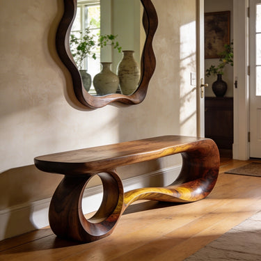 Organic Loop Bench with Sculptural Flowing Base