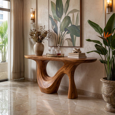 Organic Sculptural Console Table for Entryway