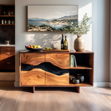 Organic Wave Sideboard With Carved Door Detail