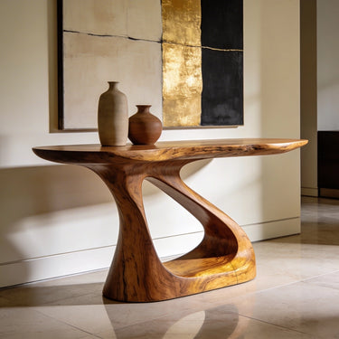 Sculptural Console Table with Flowing Organic Base
