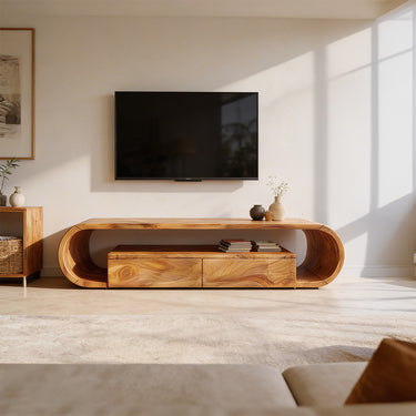 Sculptural Loop TV Cabinet With Integrated Drawer Storage