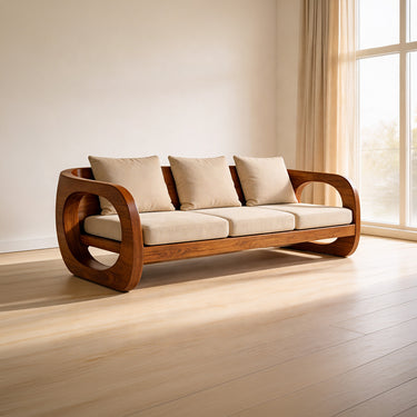 Open Loop Arm Sofa With Sculptural Solid Frame