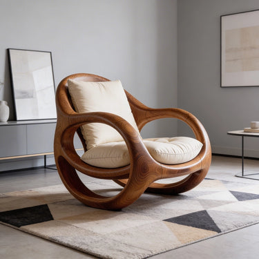 Organic Loop Frame Lounge Chair with Sculptural Base