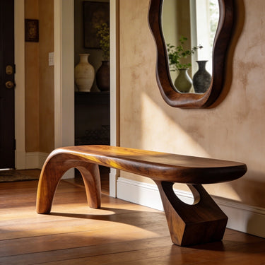 Organic Sculptural Bench with Asymmetric Curved Base