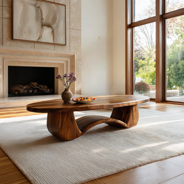 Organic Sculptural Coffee Table With Curved Base
