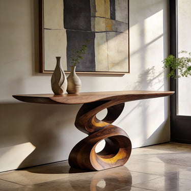 Sculptural Loop Console Table with Twisted Organic Base