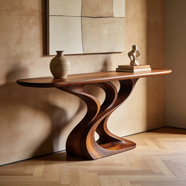 Organic Sculptural Console Table with Flowing Double Curve Base