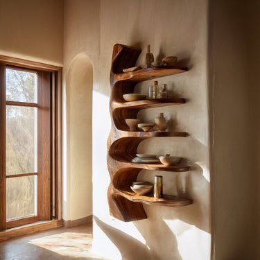 Vertical Wood Wall-Mounted Shelf With Open Display