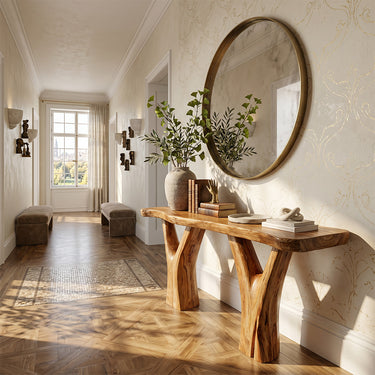 Natural Wood Console Table with Branch-Inspired Legs