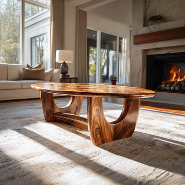Sculptural Oval Coffee Table With Architectural Open Base