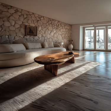 Live Edge Coffee Table with Organic Slab Top and Sculptural Base