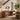 Natural Wood Console Table With Drawers And Wave Shelves